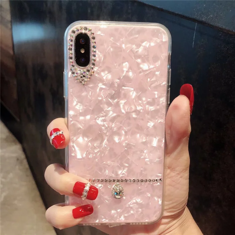 Luxury Fashion Marble Phone Case for IPhone 7 X 6 XS 6S 8 XR MAX Rhinestone Plus Soft Cover |