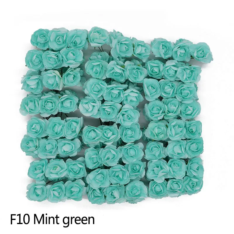 F10 Mint green 144 шт 3 см Мини бумажные цветы розы искусственные головки цветов для свадебных украшений ручной работы DIY домашний модный искусственный цветок декор - Цвет: F10 Mint green