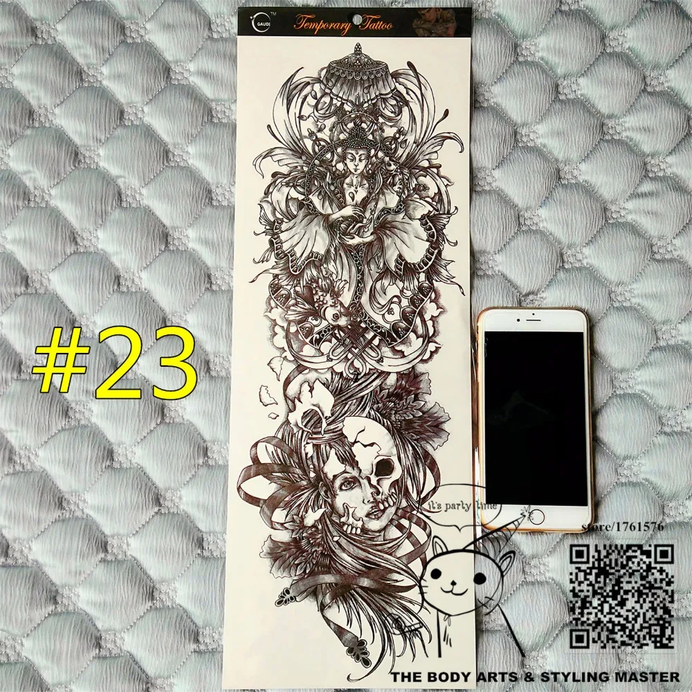 SHNAPIGN &quotмилость Будды&quot полный рукав временный боди арт 48*17 см флэш тату наклейки