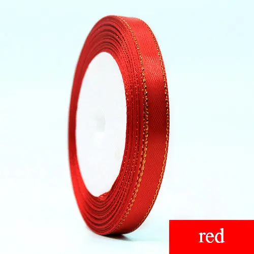 red 25 ярдов шелковая атласная Золотая лента бант ручной работы DIY 10 мм Подарочные ленты для рукоделия свадебные декоративные рождественские упаковочные материалы для подарков - Цвет: red