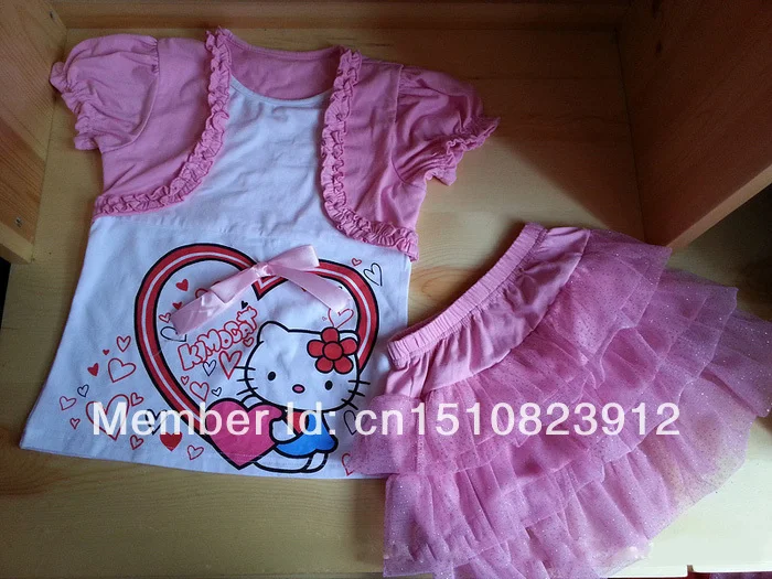 Новинка 2016 года осенне летний комплект одежды для девочек детские футболки + юбка