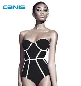Сексуальный черный слитный купальник с эффектом пуш-ап сексуальный купальный