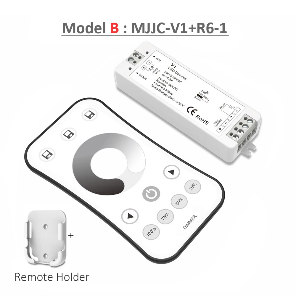 Model B 12 В светодиодный диммер 24 В ШИМ Беспроводной RF Диммер 36 в 5 В Светодиодная лента диммер 12 вольт 2,4 г пульт дистанционного управления для одноцветного освещения - Цвет: Model B