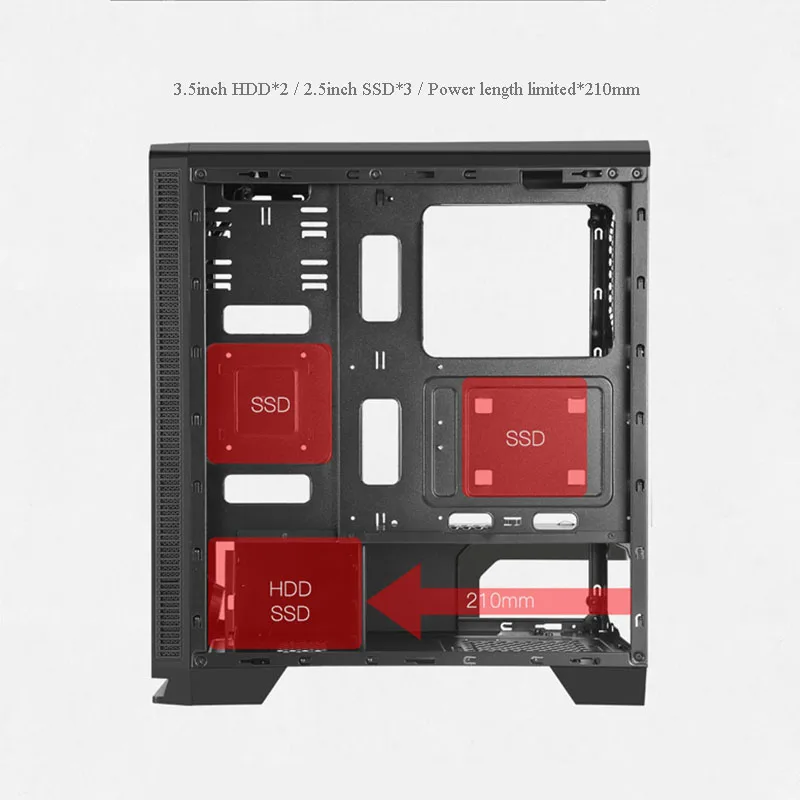 Чехол для компьютера Easy DIY Mid Башня ATX USB3.0 игровой геймерский бесшумный Прозрачный