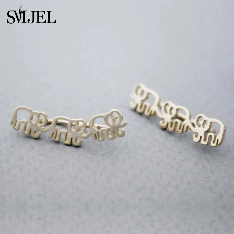 SMJEL 2018 новые милые серьги Слоник женские Животные Слон ухо гусеничный альпинист