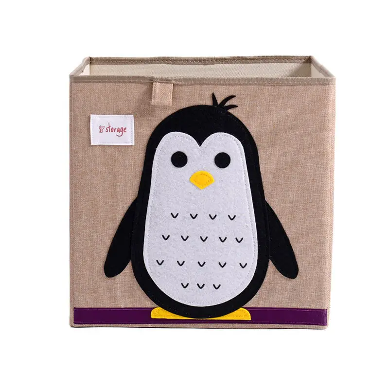 Penguin MICCK вышивать коробка для хранения Kid Toy организатор ящик для хранения одежды мультфильм животных Складная Нижнее белье Галстуки Бюстгальтер Настольный Органайзер - Цвет: Penguin