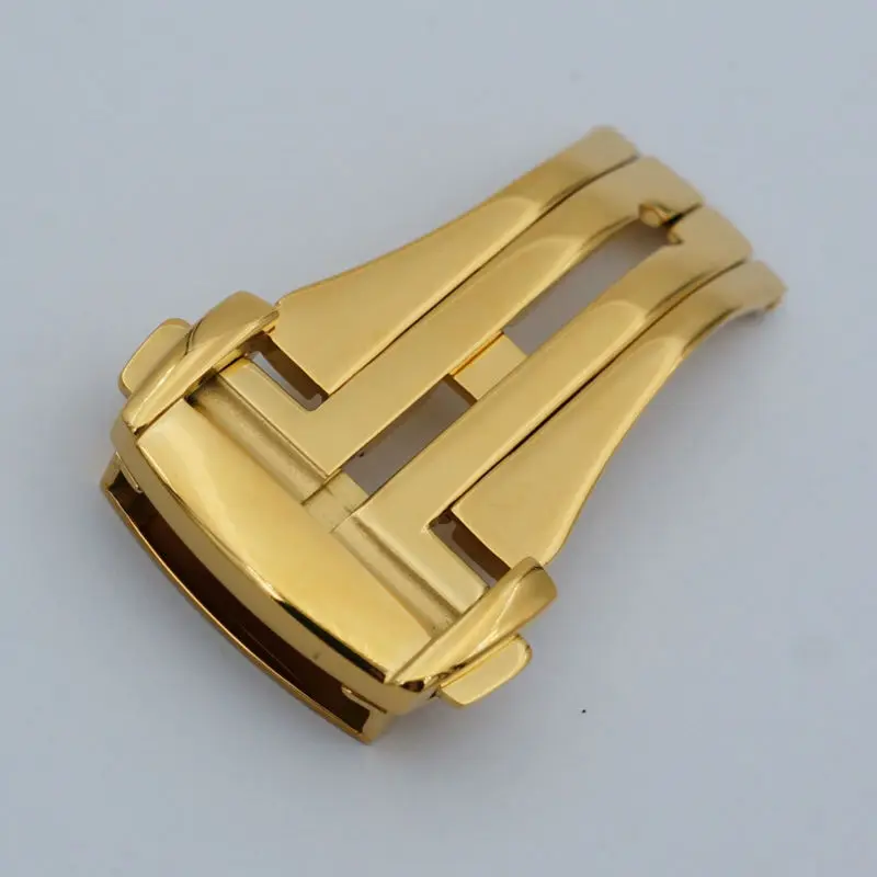 MAIKES High Quality 316L Stainless Steel Butterfly Buckle Silver Watch Band Strap Folding Clasp 16mm 18mm 20mm For Omega