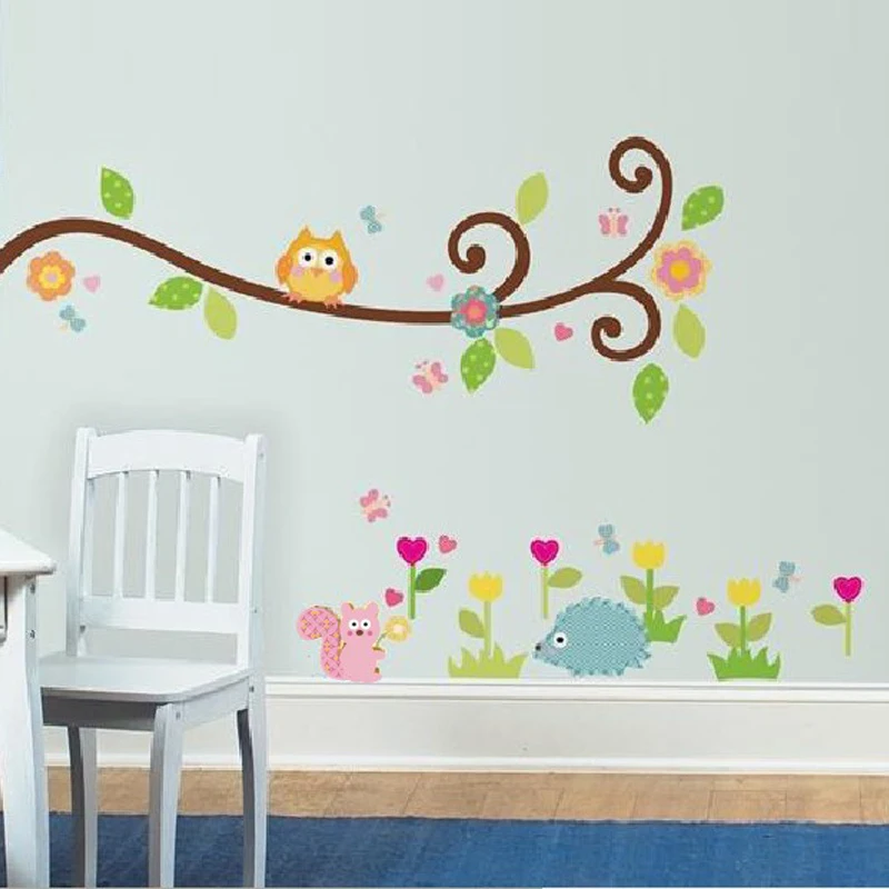 Виниловые наклейки на стену в детскую комнату с рисунком совы | Дом и сад