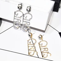 ajojewel fashion statement letter girls earrings with stones big earings women jewelry
