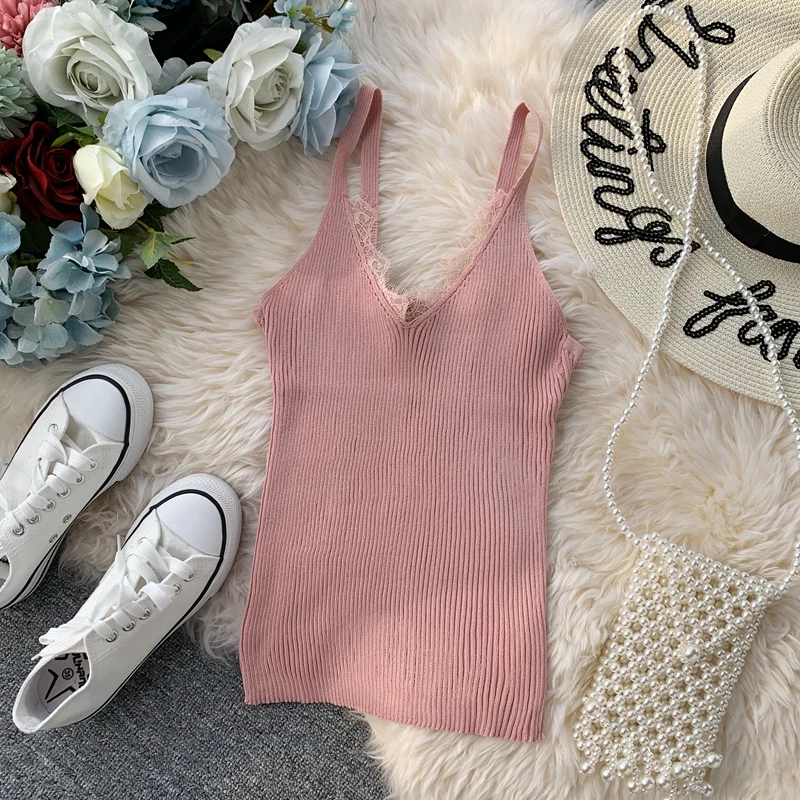 Женский кружевной вязаный жилет ALPHALMODA однотонный обтягивающий пуловер в стиле