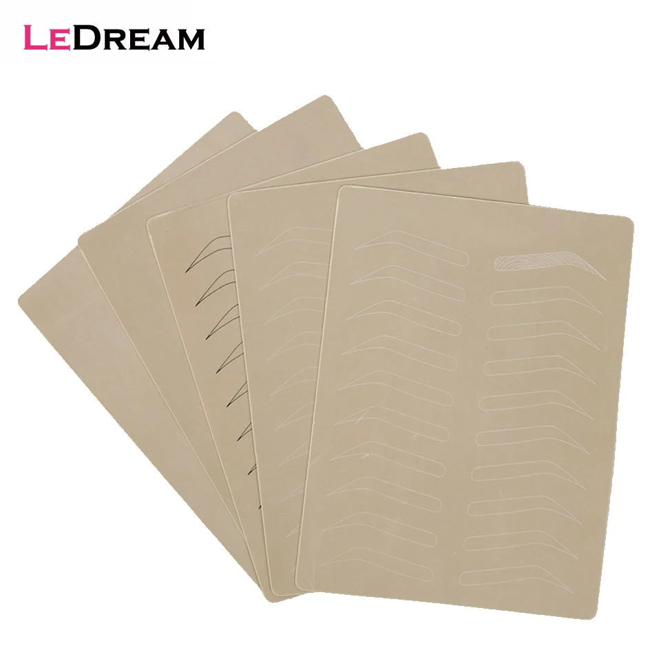 5PCS Rubber Practice Skin Fake False Eyebrows Blank Skin Pigment Free For Microblading Permanent Makeup Tattoo Training Learn