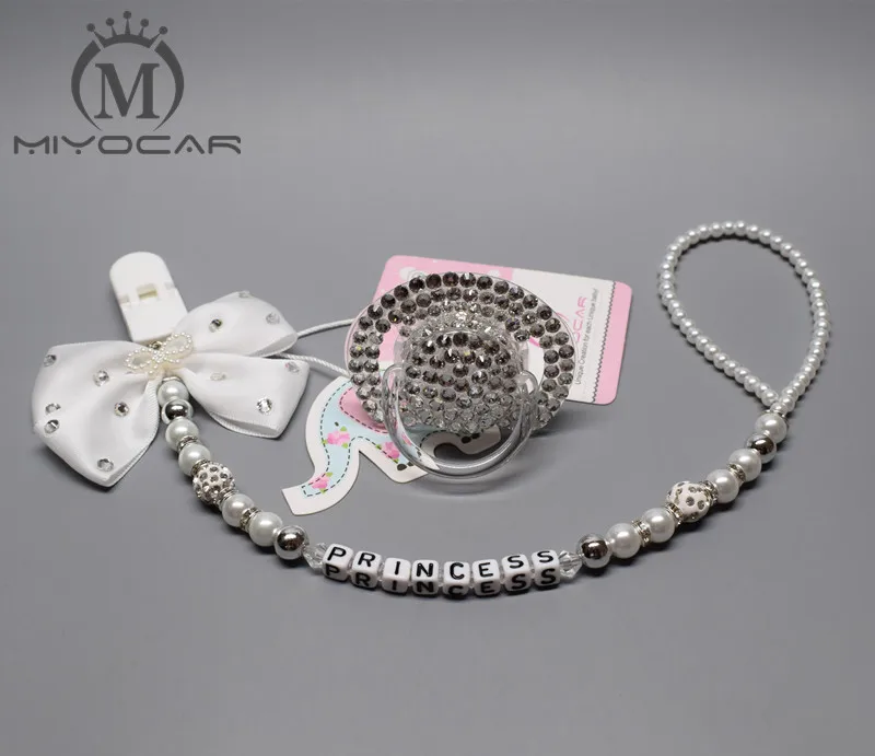 set 0-6m MIYOCAR все имя ручной работы bling crystal rhinestone принцесса детская соска/соски/пустышки/cocka/chupeta и соски зажимы - Цвет: set 0-6m