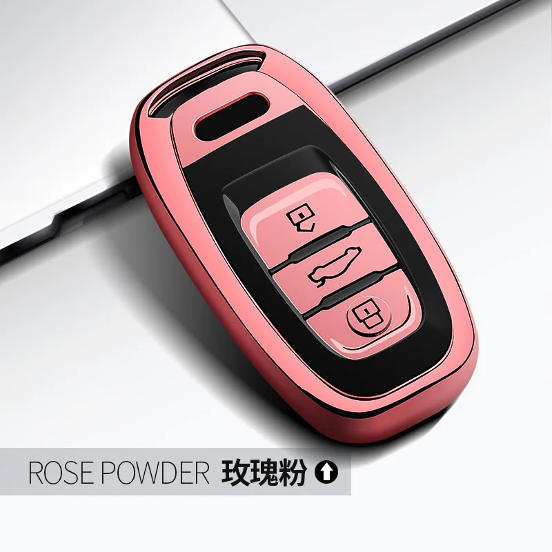 Pink Высококачественный ТПУ хромированный чехол для автомобильных ключей, чехол для Audi Q5, A4, A5, A6, A7, A8, S5, S6, S7, S8, защита для ключей, автомобильные брелки - Название цвета: Pink