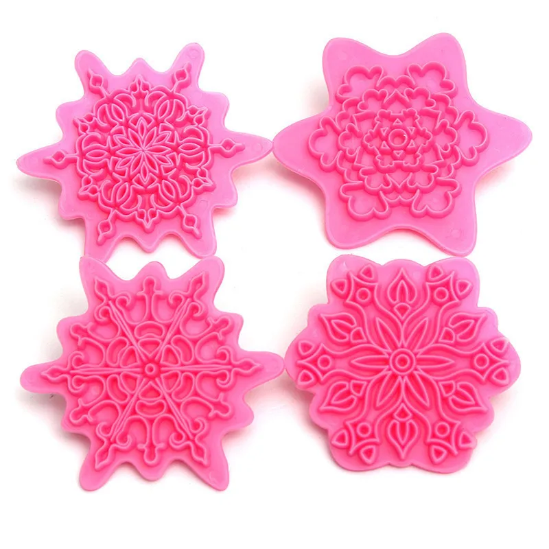 4 шт./лот тиснитель для торта в форме цветка кружевная пресс форма штампы печенья