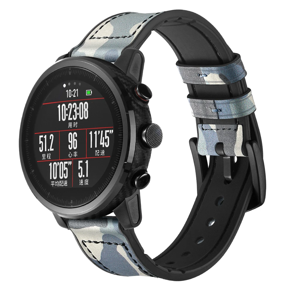 4 цвета силиконовый кожаный ремешок для часов HUAMI Amazfit 2 22 мм Камуфляжный узор