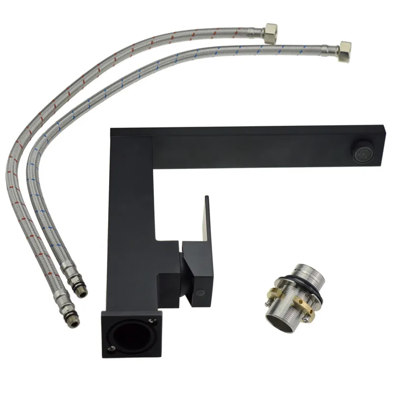 Смеситель для раковины Smesiteli латунный матовый черный кран с поворотным носиком