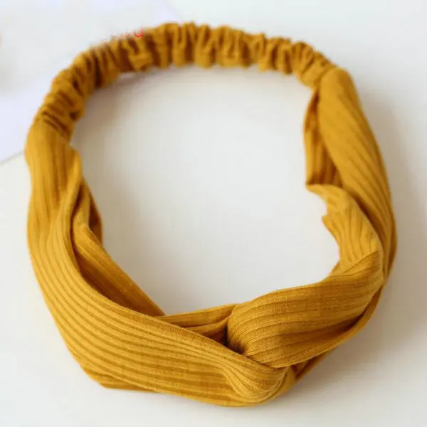 Dark yellow VEKNO летняя богемная резинка для волос с цветком из шифона Йога головные повязки для спа эластичный Твист Тюрбан головной убор женские аксессуары для волос - Окраска металла: Dark yellow