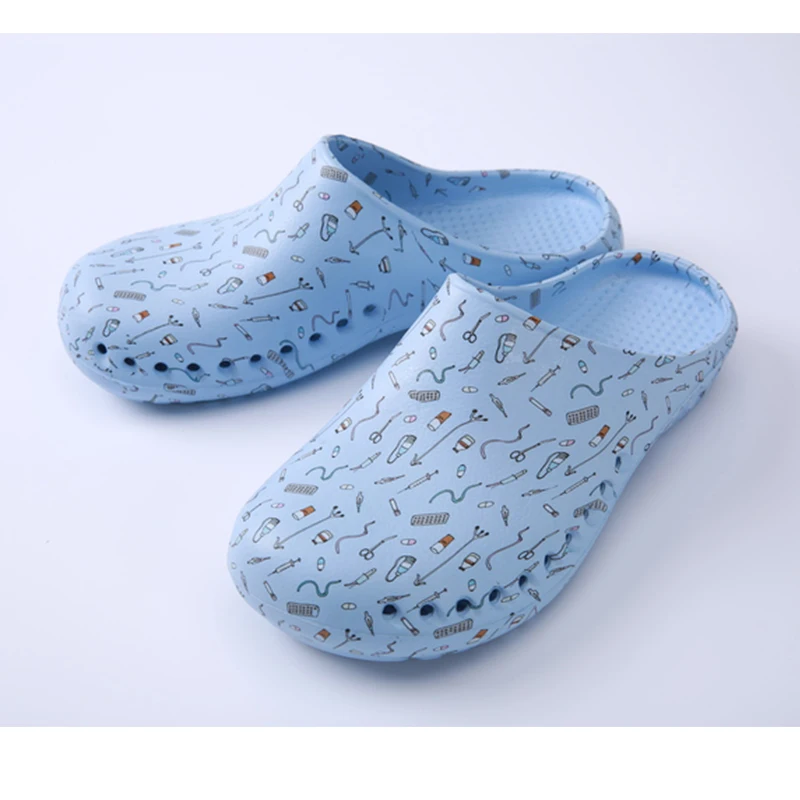 Печатные хирургические Шлёпанцы для женщин медсестры сандалии доктор