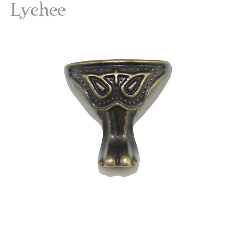 Lychee 1pcs Vintage Jewelry Chest Box Feet Leg Antique Bronze Color Silver Furniture Parts Supplies  Мебель