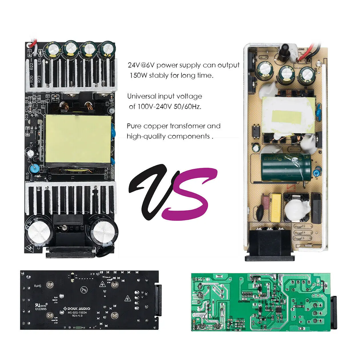 Nobsound 24V@ 6A 150 W AC/усилитель постоянного тока Питание Мощность адаптер Светодиодный 100 V-240 V 50/60Hz 5,5 мм/2,5(2,1) мм
