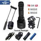 Мощный фонарик, 1 режим, тактический фонарь XML T6, светодиодный фонарь, водонепроницаемый, для охоты, перезаряжаемый аккумулятор 18650