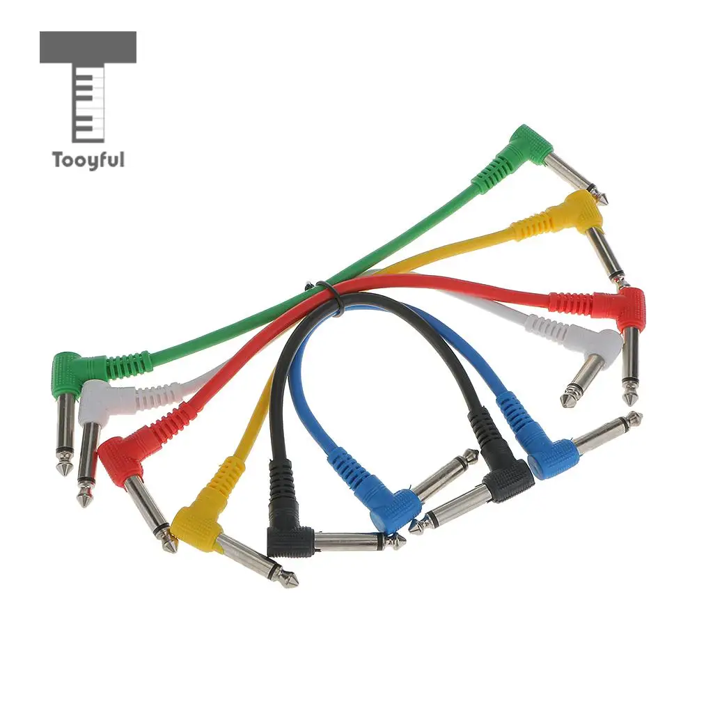 

Tooyful 6Pc Guitar Audio Cable Connector Effect Pedal Patch Cable Right Angle Multicolor Audio Plug Musical Tool for Bass Guitar