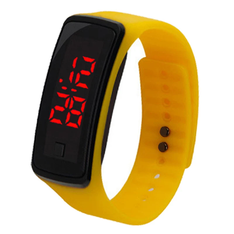 yellow Топ продаж, наручные часы унисекс, модные мужские силиконовые яркие цвета, светодиодный спортивный браслет, сенсорные цифровые наручные часы для студентов - Цвет: yellow
