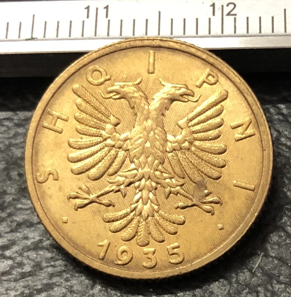 1935 Albania 1 Qindar Ar-Zog Бронзовый узор Имитация монеты
