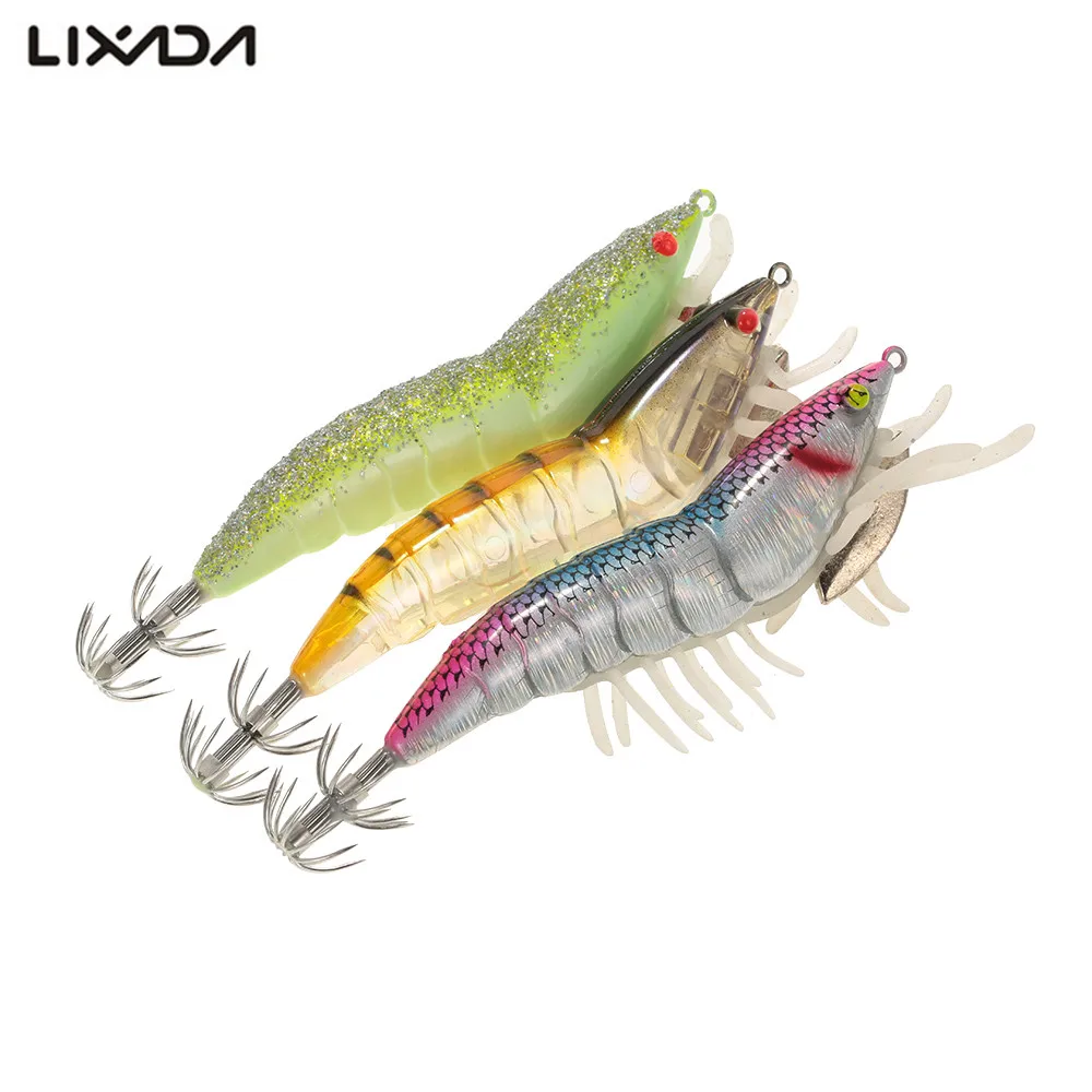 Lixada 3 шт./лот фосфоресцирующая рыболовная приманка креветка для креветки жесткий