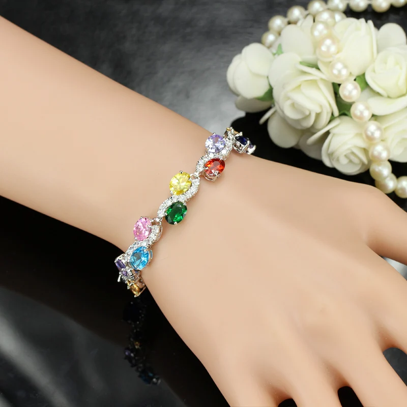 Женский браслет с фианитом CWWZircons широкий на свадьбу и вечеринку CB114|cubic zirconia