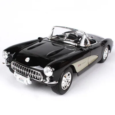 Black Моделирование 1:18 1957 Chevrolet Corvette металлический сплав модель автомобиля, коллекция и подарок капот классическая модель автомобиля украшения - Цвет: Black