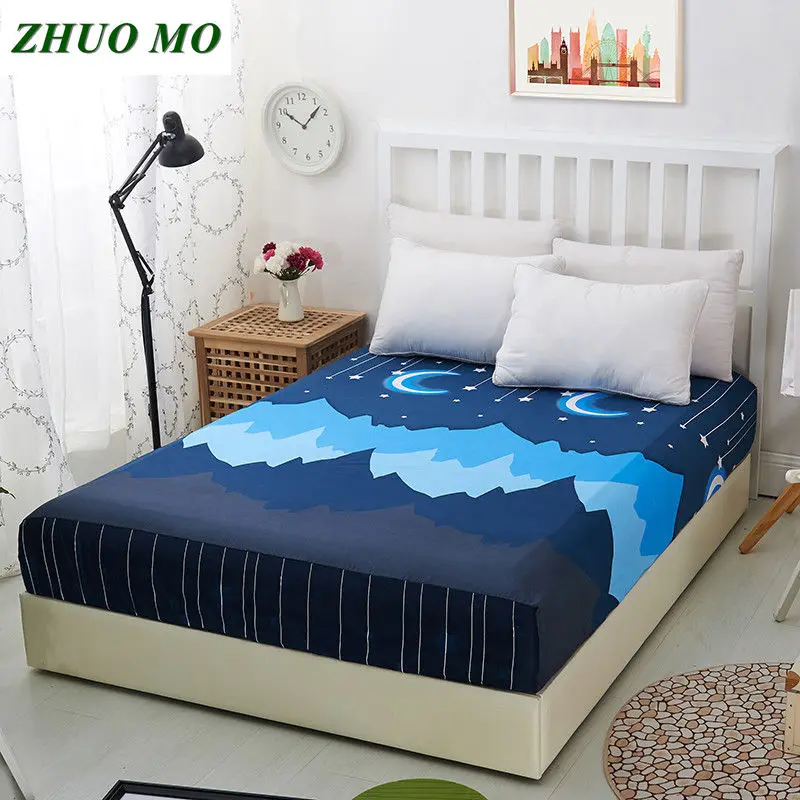 

1pc Flowers pattern Printed Bedding Bed Sheets With Elastic 100% Polyester Fitted Sheets Mattress Cover Band Bedspread Bedsheet
