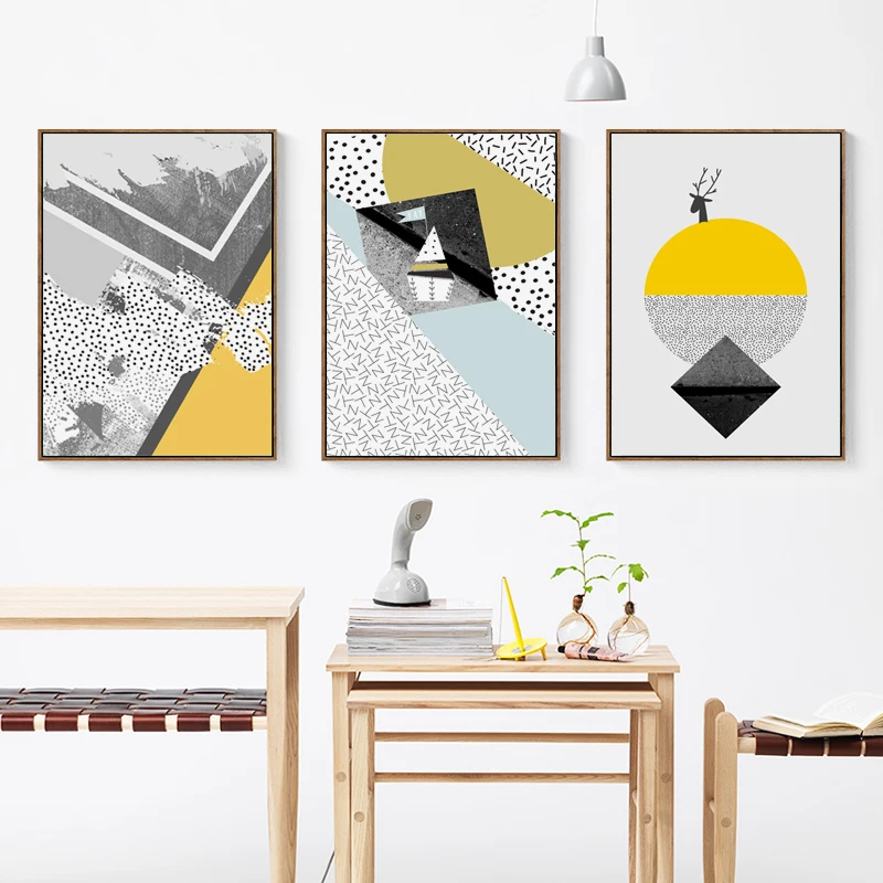 Простые абстрактные геометрические формы круглые комбинации холст
