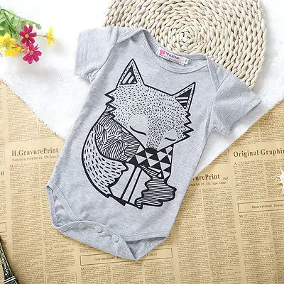 Комбинезон для новорожденных хлопковый ромпер с коротким рукавом лиса