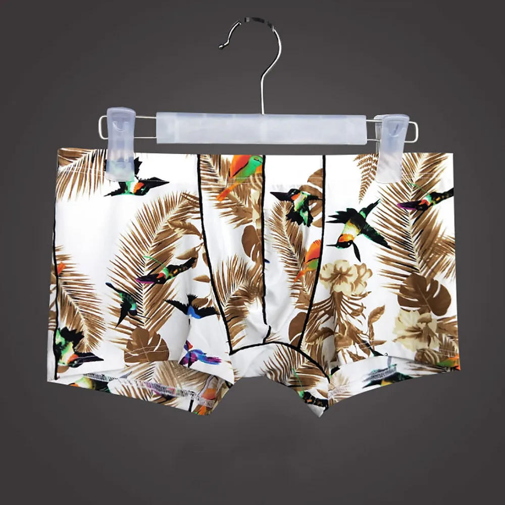 Men's Underwear Sexy Boxers Men Flower Leopard Print Boxer Shorts Pouch Underpants Gay Men Underwear Boxers - Цвет: Небесно-голубой