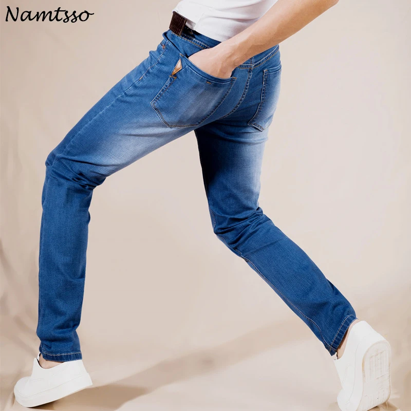 Летние Новые эластичные хлопковые дышащие и удобные джинсы модные повседневные