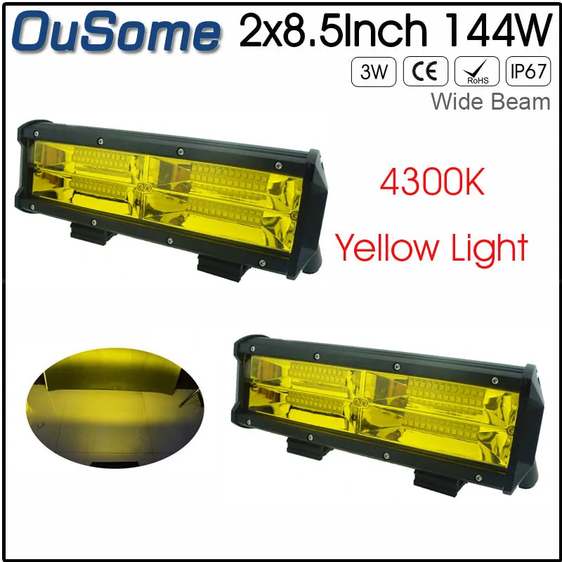 8.5INCH 144W YELLOW 5 дюймов 54 Вт 5 дюймов 144 Вт высокомощное водонепроницаемое внедорожный Автомобильный светодиодный рабочий светильник 12v 24v белый янтарь - Цвет: 8.5INCH 144W YELLOW