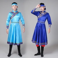 blue chinese mongolia national clothing for men mongolia costumes national style dance costumes festival perfomance