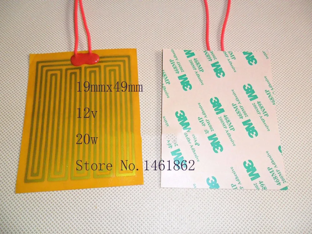 

19mmx49mm 12V 20W element heating PI film polyimide heater heat rubber electric Thermal coefficient heating element 3D print