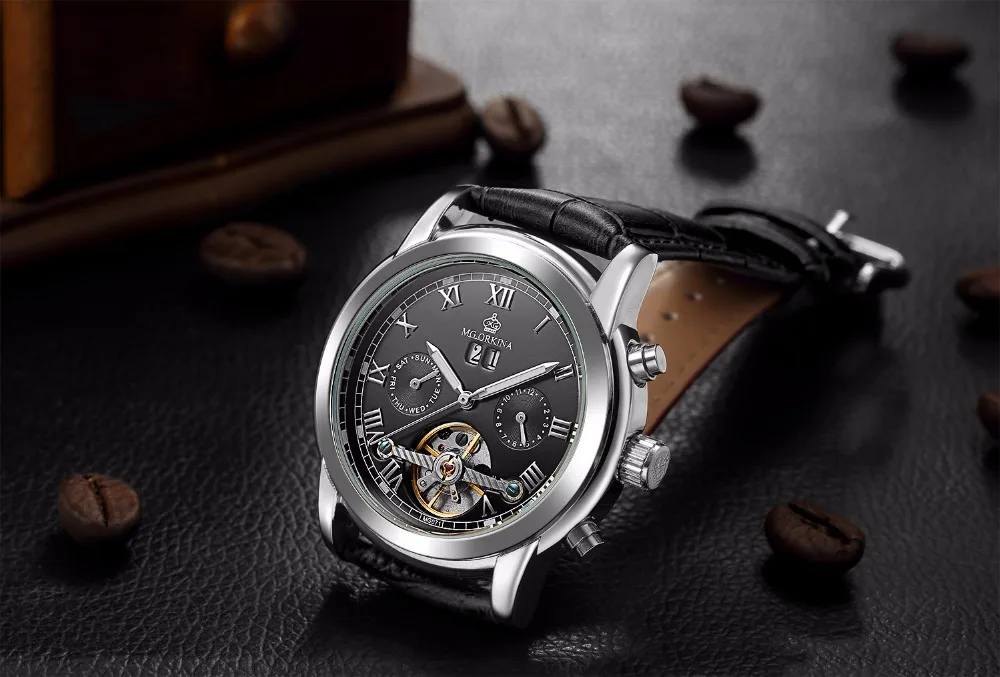 MG. ORKINA MG Tourbillon, автоматические часы, Роскошные, золотые, механические, с автоматическим заводом, с датой, наручные часы для мужчин, montre automatique homme