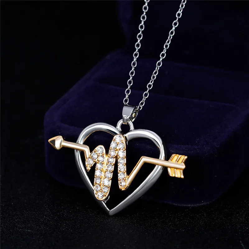 Новый дизайн высшего качества серебристый кристалл сердце направлении Подвеска