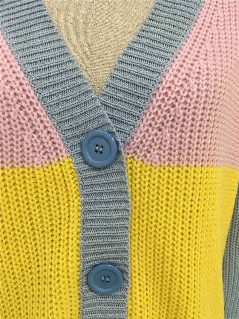 Fitshinling Macaron зимние кардиганы свитера Трикотаж однобортный пуговицы милый длинный