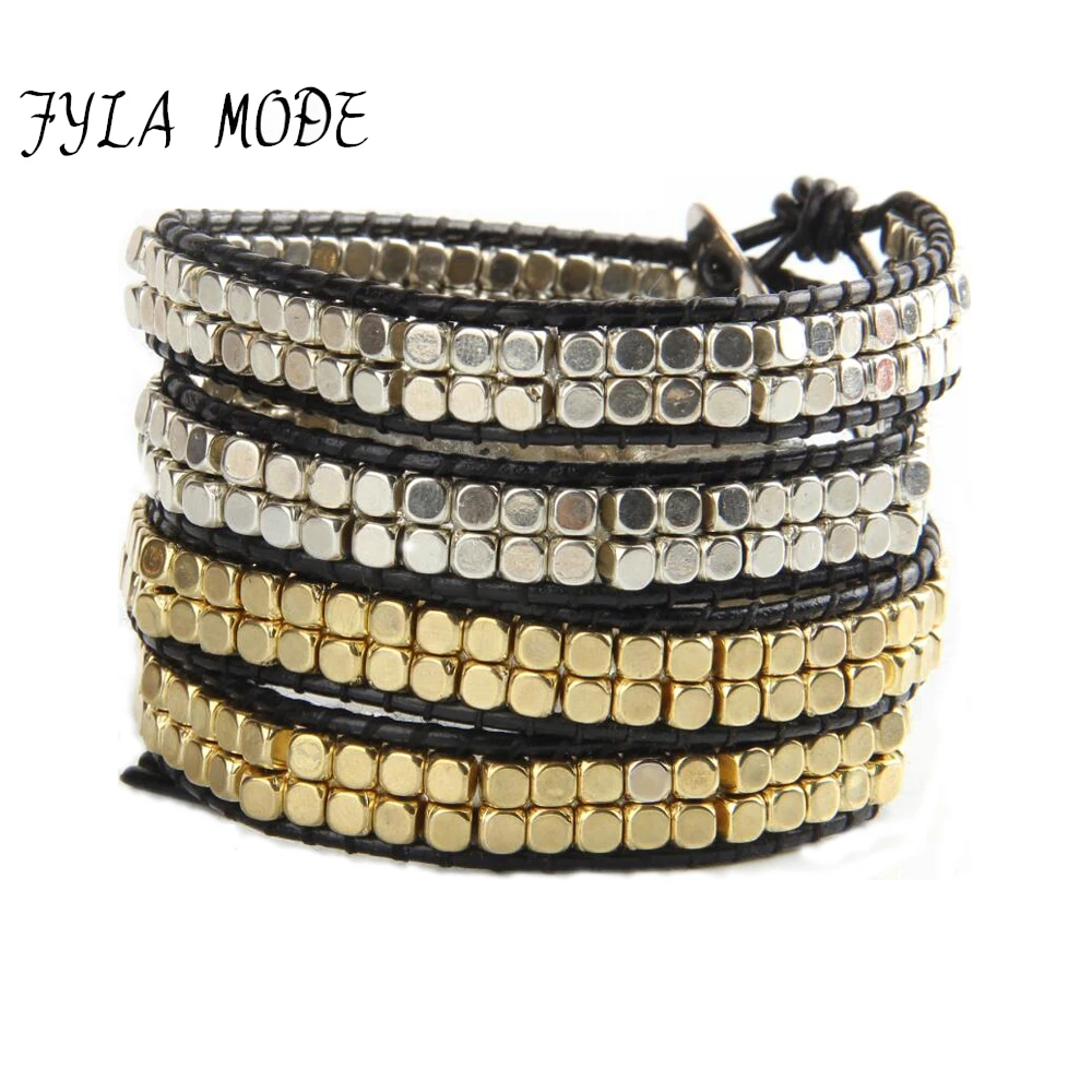 Модные ювелирные изделия Fyla кожаный браслет ручной работы 4 упаковки CCB