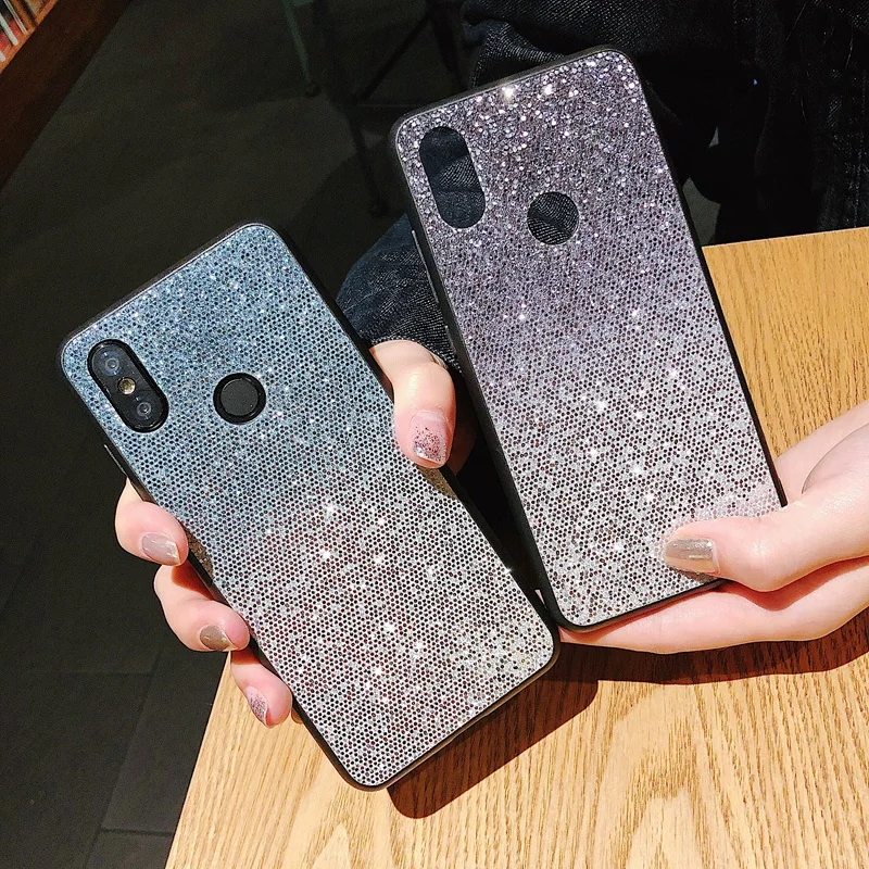 Градиентый блестящий чехол для Xiaomi mi 8 SE 5X A1 6X A2 мягкий силиконовый украшенная