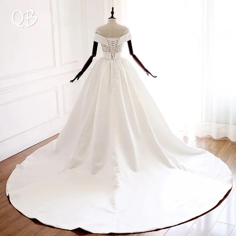 100% Real Photo Ball Gown Cap Sleeve Satin Lace Appliques Plus Size Elegant Wedding Dresses vestidos de n Custom Made DW214 | Свадьбы и
