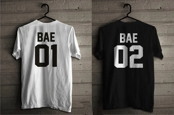 

New arrival "Bae 01 Bae 02 "women fashion t shirt high quality cotton couple clothing t shirt tumblr casual tops free ship
