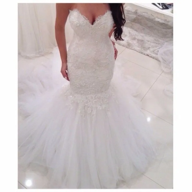 Элегантный Милая Шеи Русалка Свадебное Платье 2017 Сексуальная С Плеча Casamento