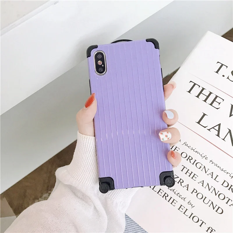 Purple Простой карамельный цвет чемодан анти-все включено анти-осень мягкая оболочка для iphone XS Max XS XR X 6 6S 7 8Plus - Цвет: Purple