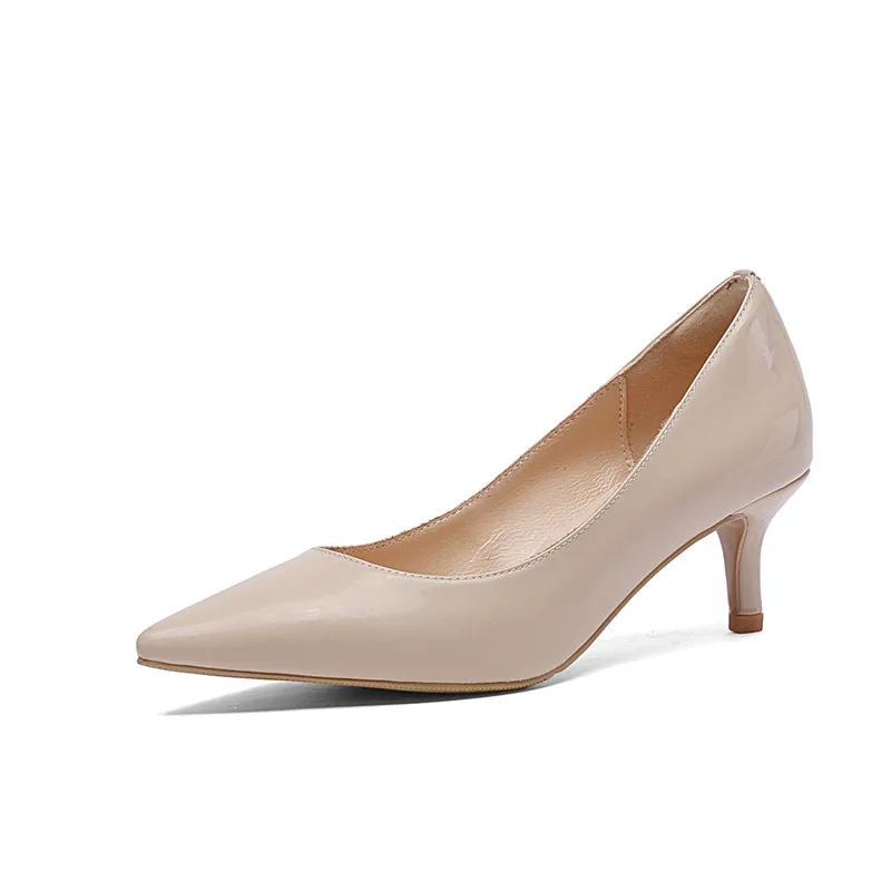 apricot ASUMER/большие размеры 34-45; модные туфли-лодочки; женская обувь; туфли из натуральной кожи с острым носком на высоком каблуке; элегантные свадебные туфли - Цвет: apricot