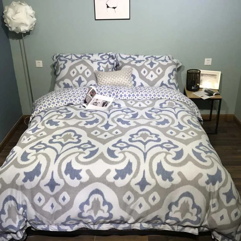 Горячие геометрический решетки постельное белье зима одеяла простыня наволочка